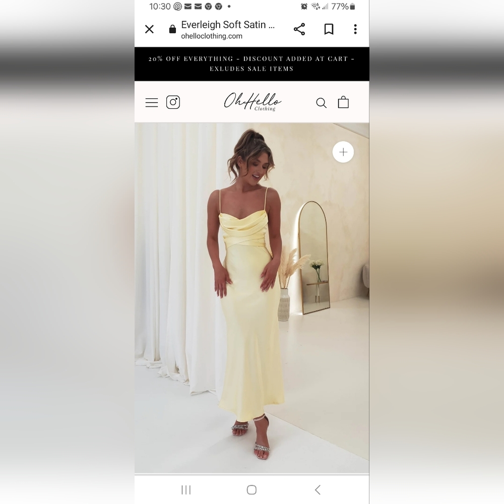 Oh Hello Everleigh Soft Satin Midi Dress Butter Yellow